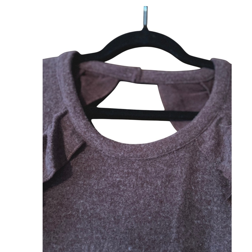 CHASER Womens Mulberry Ruffle Back Cutout Long Sleeve Sweatshirt Size S NWT - Picture 4 of 11